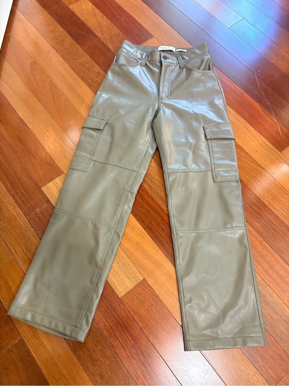 Abercrombie & Fitch Tan Leather Cargo Pants curve love 26/2